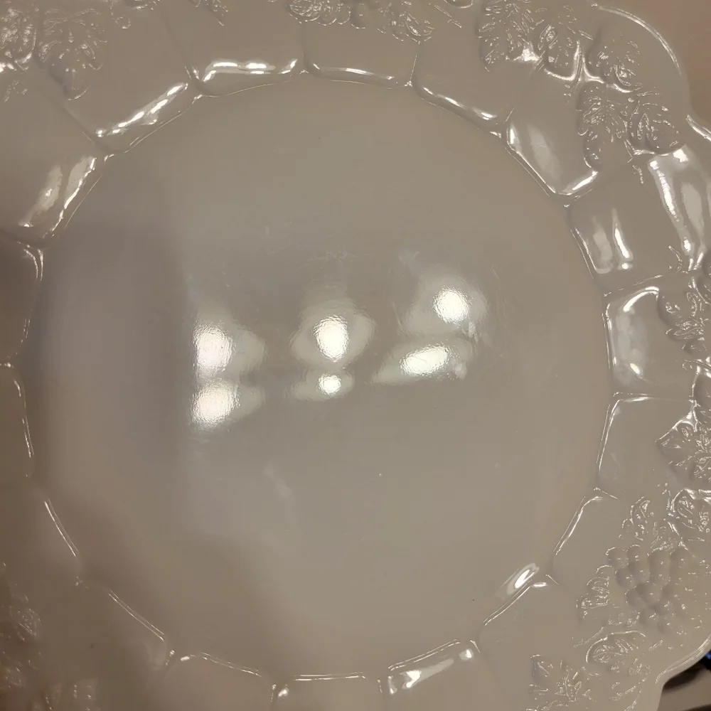 Westmoreland ~ Vintage Milk Glass Dinner Plate  Cake Plate Paneled Grape